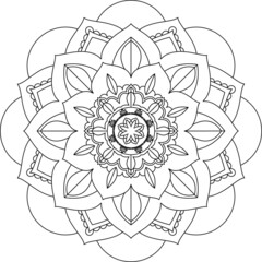 Easy Mandala coloring book simple and basic for beginners, seniors and children. Set of Mehndi flower pattern for Henna drawing and tattoo. Decoration in ethnic oriental, Indian style.