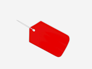 Red blank tag or price tag isolated on white background. 3D illustration
