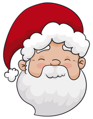 Smiling and Cute Santa Claus Face ready for Xmas, Vector Illustration