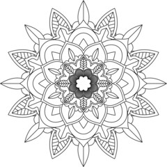 Easy Mandala coloring book simple and basic for beginners, seniors and children. Set of Mehndi flower pattern for Henna drawing and tattoo. Decoration in ethnic oriental, Indian style.