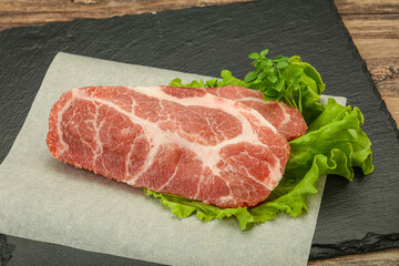 Raw pork meat neck steack