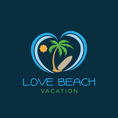 Obraz premium Love beach vacation tourism logo