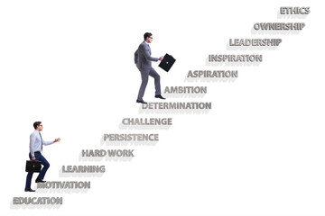 Businessman climbing carrer ladder success factors