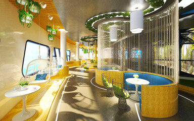 3d render of rrrrestaurant, cafetaria and tea house