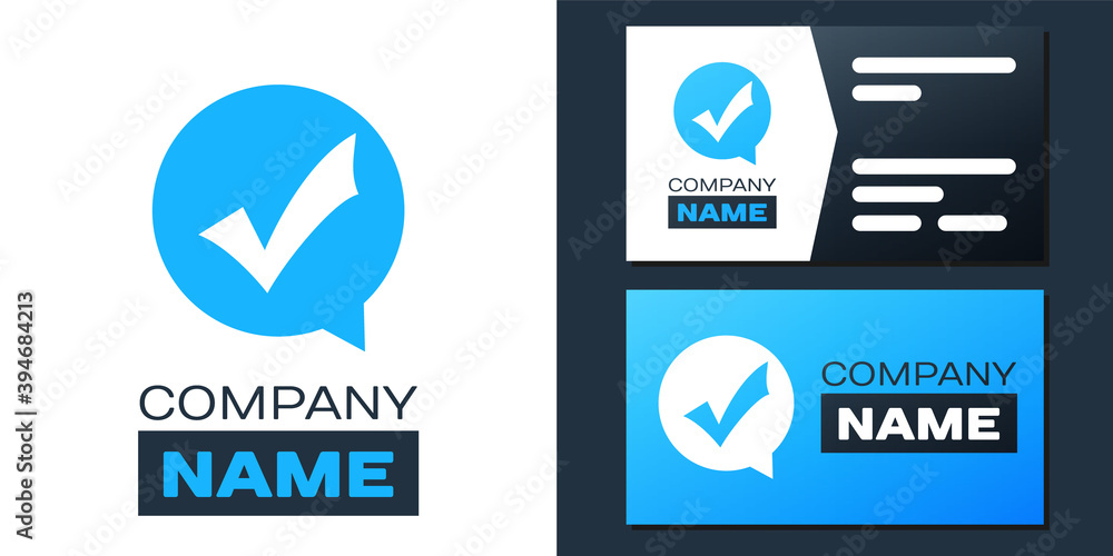 Poster logotype check mark in circle icon isolated on white background. choice button sign. checkmark symbo