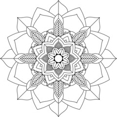 Easy Mandala coloring book simple and basic for beginners, seniors and children. Set of Mehndi flower pattern for Henna drawing and tattoo. Decoration in ethnic oriental, Indian style.