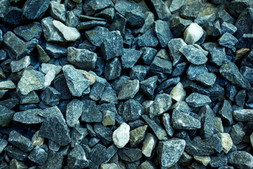 Crushed marble in blue tones. View from above. Stone background