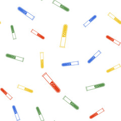 Color Test tube and flask - chemical laboratory test icon isolated seamless pattern on white background. Vector.