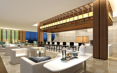 3d render of restaurant cafe interior