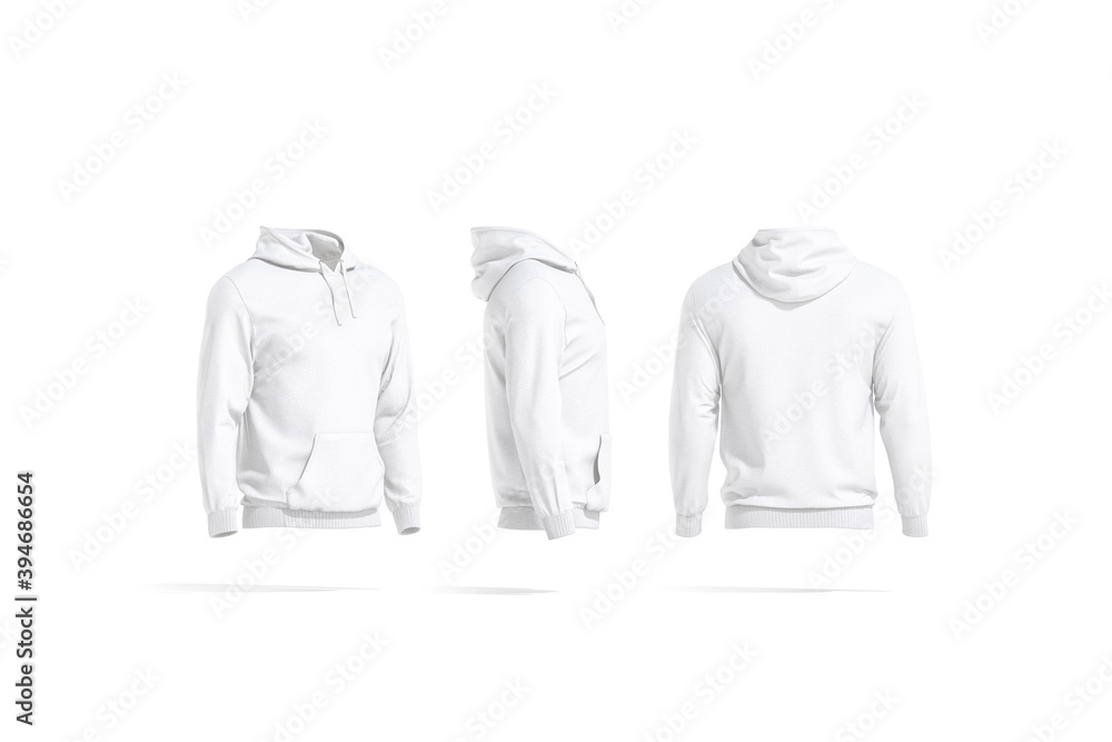 Canvas Prints blank white hoodie with hood mockup, side and back view