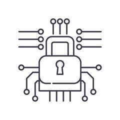 Encryption icon, linear isolated illustration, thin line vector, web design sign, outline concept symbol with editable stroke on white background.