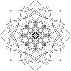 Easy Mandala coloring book simple and basic for beginners, seniors and children. Set of Mehndi flower pattern for Henna drawing and tattoo. Decoration in ethnic oriental, Indian style.