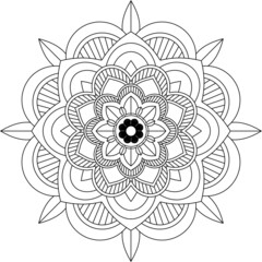 Easy Mandala coloring book simple and basic for beginners, seniors and children. Set of Mehndi flower pattern for Henna drawing and tattoo. Decoration in ethnic oriental, Indian style.