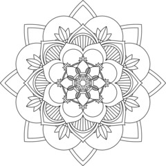 Easy Mandala coloring book simple and basic for beginners, seniors and children. Set of Mehndi flower pattern for Henna drawing and tattoo. Decoration in ethnic oriental, Indian style.