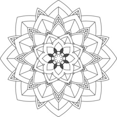 Fototapeta premium Easy Mandala coloring book simple and basic for beginners, seniors and children. Set of Mehndi flower pattern for Henna drawing and tattoo. Decoration in ethnic oriental, Indian style.