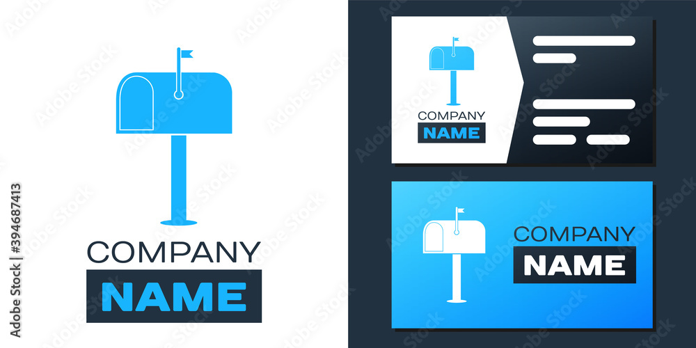 Poster logotype mail box icon isolated on white background. mailbox icon. mail postbox on pole with flag. l