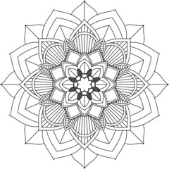 Easy Mandala coloring book simple and basic for beginners, seniors and children. Set of Mehndi flower pattern for Henna drawing and tattoo. Decoration in ethnic oriental, Indian style.