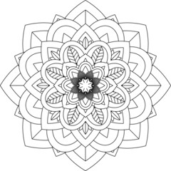 Easy Mandala coloring book simple and basic for beginners, seniors and children. Set of Mehndi flower pattern for Henna drawing and tattoo. Decoration in ethnic oriental, Indian style.