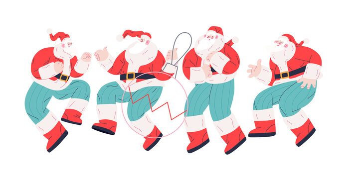 Dancing Santa - Christmas and New Year party - modern flat vector concept illustration of cheerful dancing Santa Claus