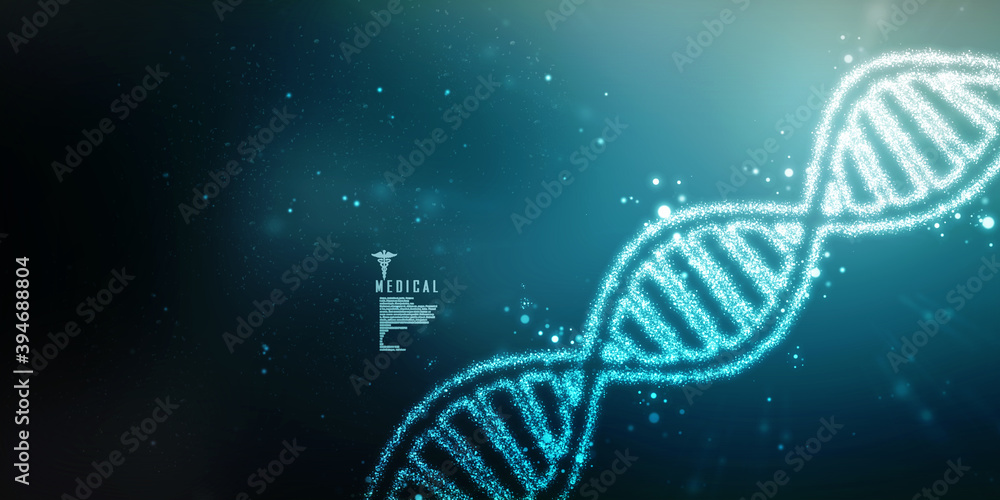 Poster 2d render of dna structure, abstract background