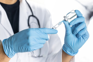 Doctor, nurse, scientist, researcher hand  holding flu, measles, coronavirus, covid-19 vaccine...