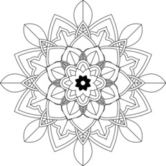 Easy Mandala coloring book simple and basic for beginners, seniors and children. Set of Mehndi flower pattern for Henna drawing and tattoo. Decoration in ethnic oriental, Indian style.