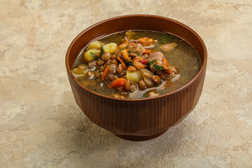 Lentil soup with chicken and vegetables