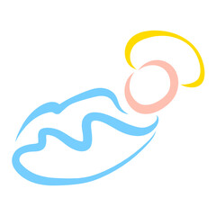 Little Savior wrapped in diapers with a halo over his head