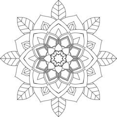 Fototapeta premium Easy Mandala coloring book simple and basic for beginners, seniors and children. Set of Mehndi flower pattern for Henna drawing and tattoo. Decoration in ethnic oriental, Indian style.