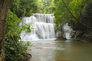 Huai Mae Khamin Waterfall level 3, Khuean Srinagarindra National Park, Kanchanaburi, Thailand, long exposure