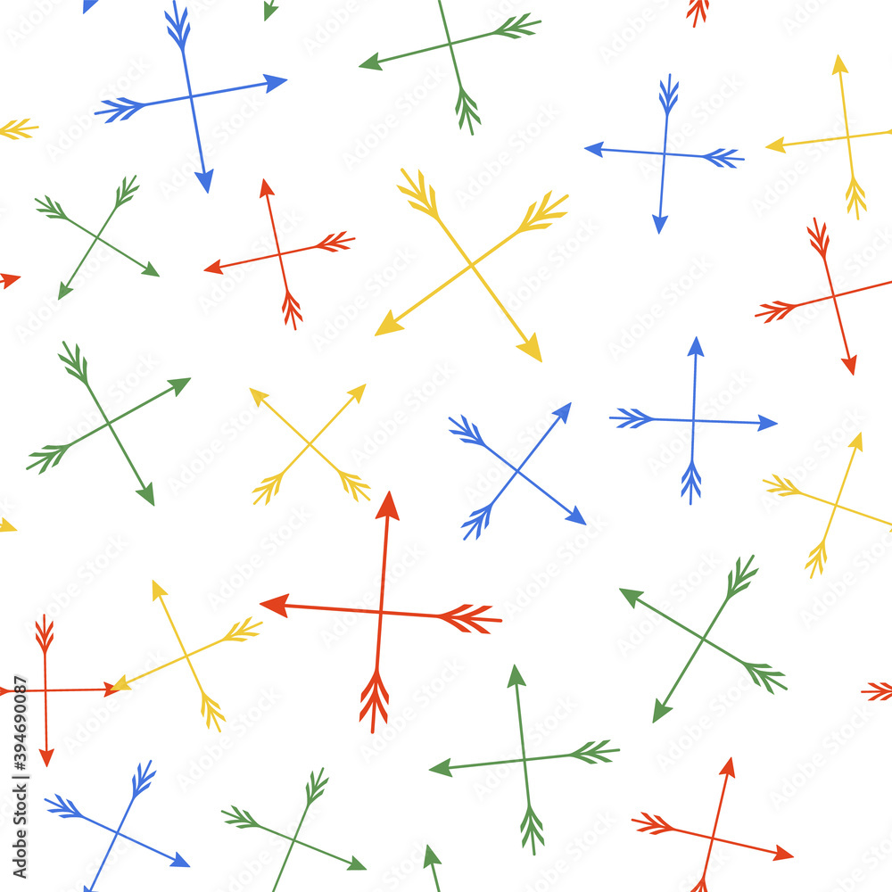 Poster color crossed arrows icon isolated seamless pattern on white background. vector.