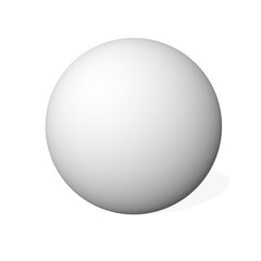 White sphere with little shadow isolated in white background - 3D render