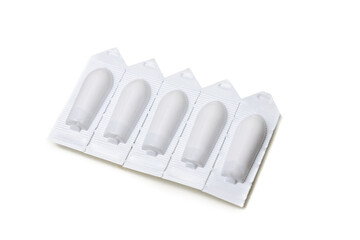 Suppositoy candle in blister pack medicine for treatment via rectal