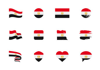 Egypt flag - flat collection. Flags of different shaped twelve flat icons.