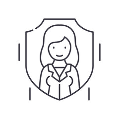 Employee insurance icon, linear isolated illustration, thin line vector, web design sign, outline concept symbol with editable stroke on white background.