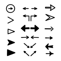 Arrow doodle set, great design for any purposes. Hand drawn arrow mark icons vector. Hand drawn doodle design graphic elements.