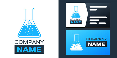 Logotype Test tube and flask - chemical laboratory test icon isolated on white background. Logo design template element. Vector.