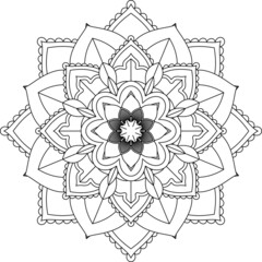 Easy Mandala coloring book simple and basic for beginners, seniors and children. Set of Mehndi flower pattern for Henna drawing and tattoo. Decoration in ethnic oriental, Indian style.