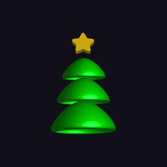 Drawing of a beautiful Christmas tree. Transparent background. Editable vector.