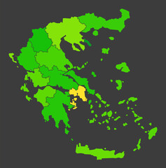 Greece population heat map as color density illustration