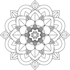 Easy Mandala coloring book simple and basic for beginners, seniors and children. Set of Mehndi flower pattern for Henna drawing and tattoo. Decoration in ethnic oriental, Indian style.