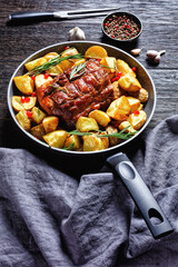 American roasted pork loin with baked potato