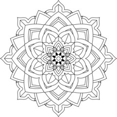 Easy Mandala coloring book simple and basic for beginners, seniors and children. Set of Mehndi flower pattern for Henna drawing and tattoo. Decoration in ethnic oriental, Indian style.