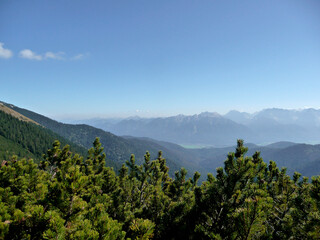 Fototapeta na wymiar Mountain view from Krottenkopf mountain, Bavaria, Germany