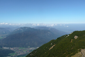 Fototapeta na wymiar Mountain panorama from Krottenkopf mountain, Bavaria, Germany