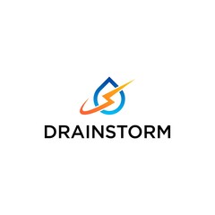 Drop Water Drain Storm Logo Design Vector