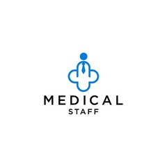 medical staff logo design vector with cross medical concept