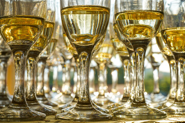 glasses of champagne waiting for the party to begin