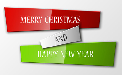 Origami  Vector infographic colorful banners set with an inscription Marry christmas and Happy New Year