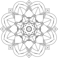 Fototapeta premium Easy Mandala coloring book simple and basic for beginners, seniors and children. Set of Mehndi flower pattern for Henna drawing and tattoo. Decoration in ethnic oriental, Indian style.
